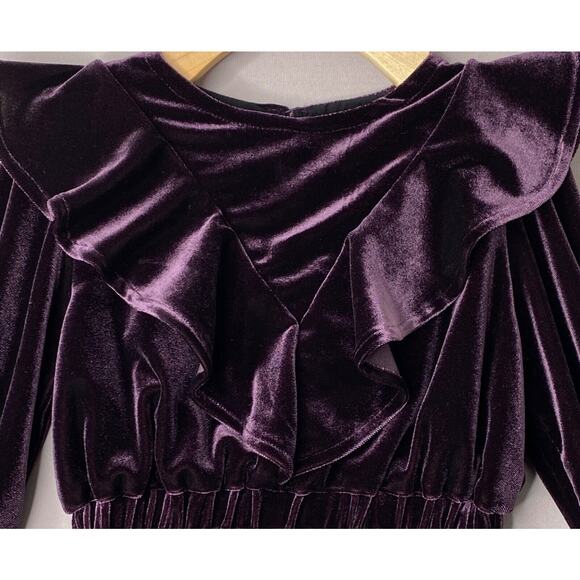 Nueces Plum Purple Velvet Ruffle Party Dress Girls 4 Yrs - Picture 2 of 5